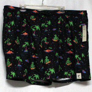 Men's No Boundaries 3XL 48-50 Above The Knee Skating Alien Graphic Swim Shorts